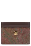 Etro Paisley Pattern Compact Card Holder Keyring In Brown