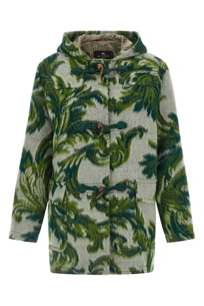 Etro Carded Wool Jacket Puffer Jackets Green