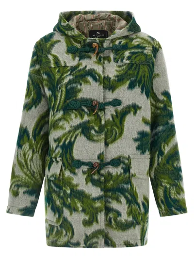 ETRO CARDED WOOL JACKET PUFFER JACKETS GREEN