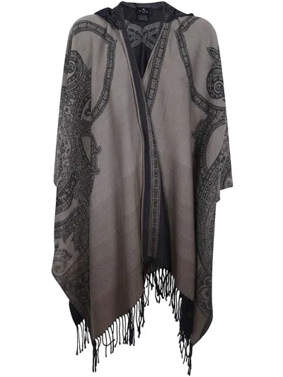 Etro Paisley-pattern Fringed Cape In Multi