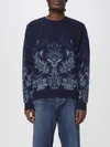 Etro Floral Jacquard Wool Sweater In Blue
