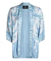 Etro Paisley Print Casual Kimono Top In Lightblue