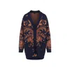 Etro Wool Jacquard V-neck Cardigan With Front Pockets In Blue