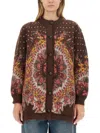 Etro Cardigan Con Motivo Jacquard In Brown