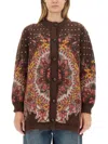 Etro Cardigan Con Motivo Jacquard In Brown