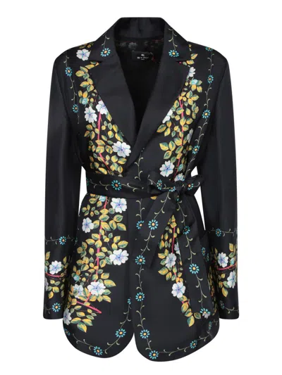 Etro Floreal Print Black/multiclor Kimono