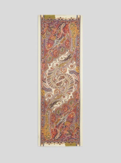 Etro , Cashmere And Silk Scarf With Paisley Print, Man, Cream In Multi