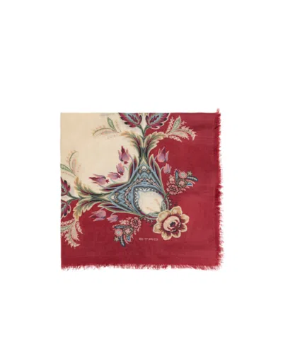 Etro Cashmere-blend Jacquard Shawl In Burgundy
