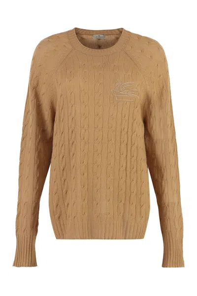 Etro Cashmere Crew-neck Sweater In Brown