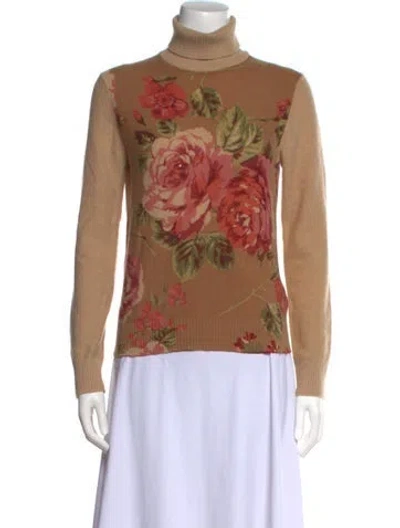 Pre-owned Etro Cashmere Floral Print Sweater In Brown