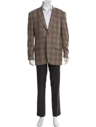 Pre-owned Etro Cashmere Houndstooth Print Blazer In Neutral