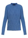 Etro Textured Wave Pattern Knitwear Top With Scalloped Hem In Blue