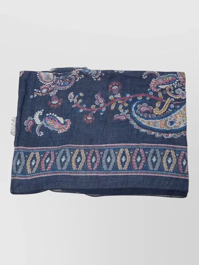 Etro Cashmere Modal Paisley Scarf In Blue