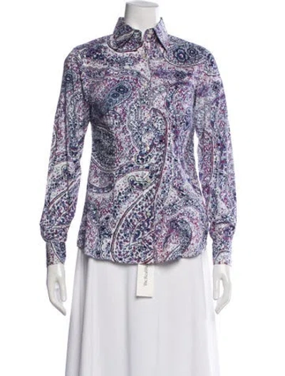 Pre-owned Etro Cashmere Paisley Print Blouse In Purple