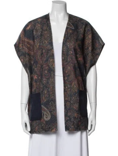 Pre-owned Etro Cashmere Paisley Print Jacket In Blue