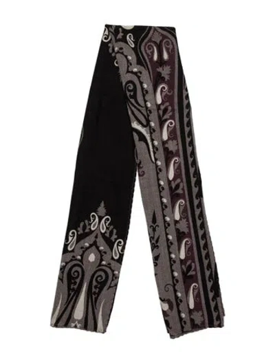 Pre-owned Etro Cashmere Paisley Print Scarf In Black