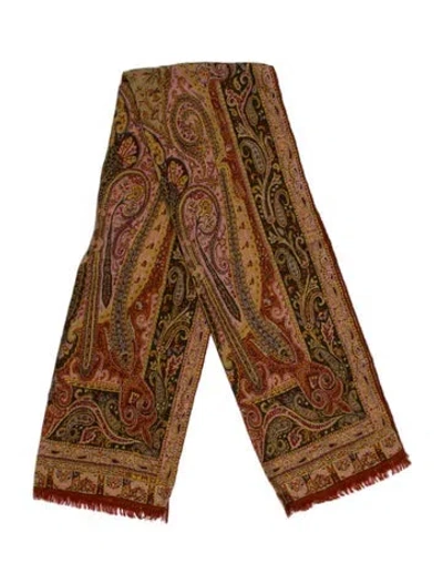 Pre-owned Etro Cashmere Paisley Print Scarf In Brown