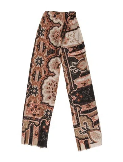 Pre-owned Etro Cashmere Paisley Print Scarf In Neutral