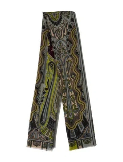 Pre-owned Etro Cashmere Paisley Print Scarf In Neutral
