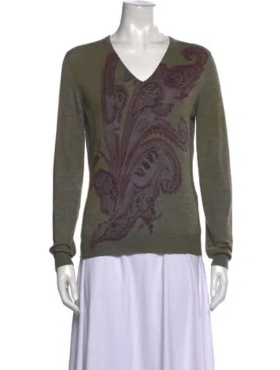 Pre-owned Etro Cashmere Paisley Print Sweater In Grey