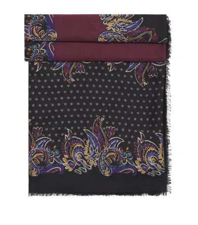 Etro Cashmere Paisley Scarf In Black