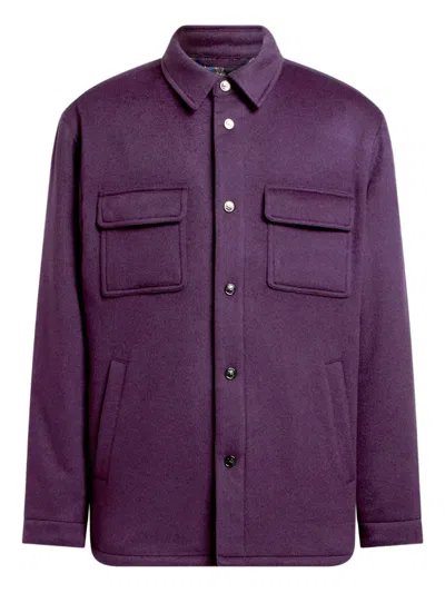 Etro Cashmere Patch-pocket Overshirt In Purple