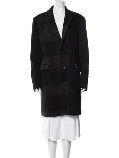 Pre-owned Etro Cashmere Plaid Print Coat In Black