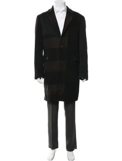 Pre-owned Etro Cashmere Plaid Print Coat In Black