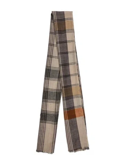 Pre-owned Etro Cashmere Plaid Print Scarf In Neutral
