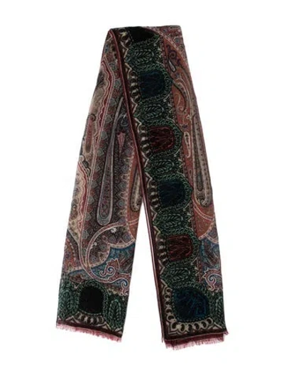 Pre-owned Etro Cashmere Printed Scarf In Burgundy