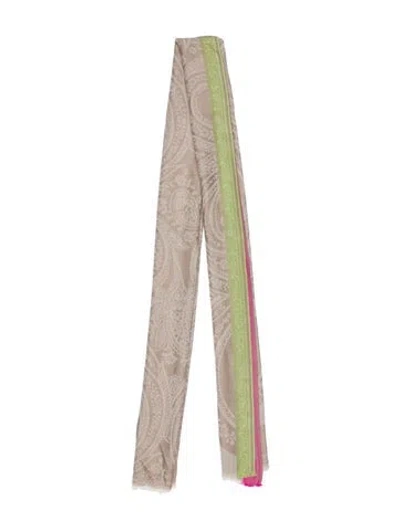 Pre-owned Etro Cashmere Printed Scarf In Gray