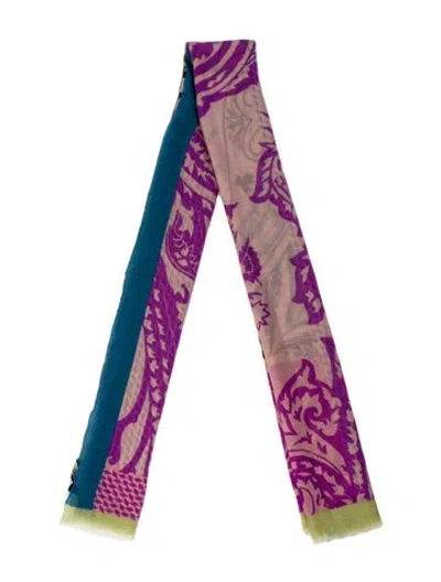 Pre-owned Etro Cashmere Printed Scarf In Pink