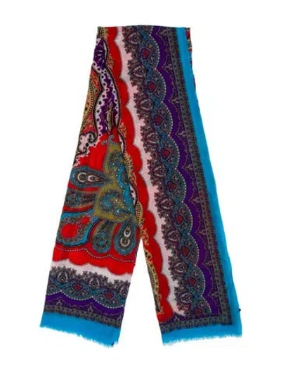 Pre-owned Etro Cashmere Printed Scarf In Red