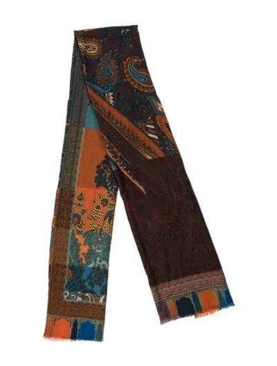 Pre-owned Etro Cashmere Printed Shawl In Blue