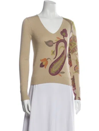 Pre-owned Etro Cashmere Printed Sweater In Brown