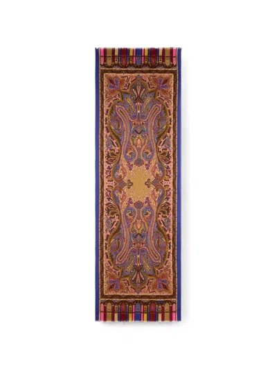 Etro Cashmere, Silk And Wool Scarf With Paisley Motif In Multi