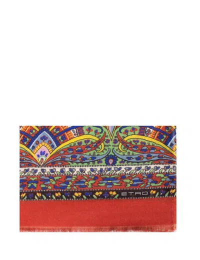 Etro Cashmere Silk Blend Scarf With Intricate Print In Multicolor