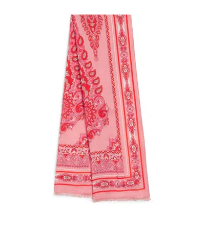 Etro Cashmere-silk-wool-blend Scarf In Pink