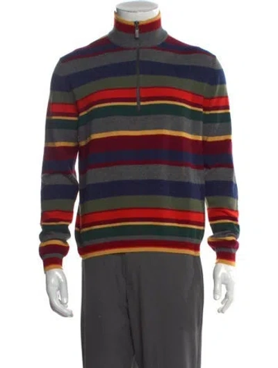 Pre-owned Etro Cashmere Striped Pullover W/ Tags In Gray