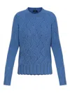 Etro Textured Wave Pattern Knitwear Top With Scalloped Hem In Blue