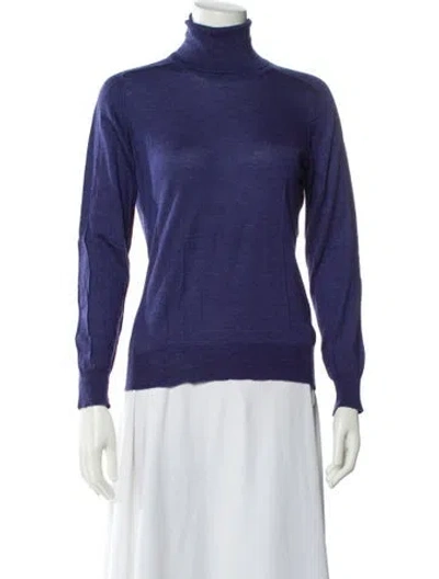 Pre-owned Etro Cashmere Turtleneck Sweater In Blue