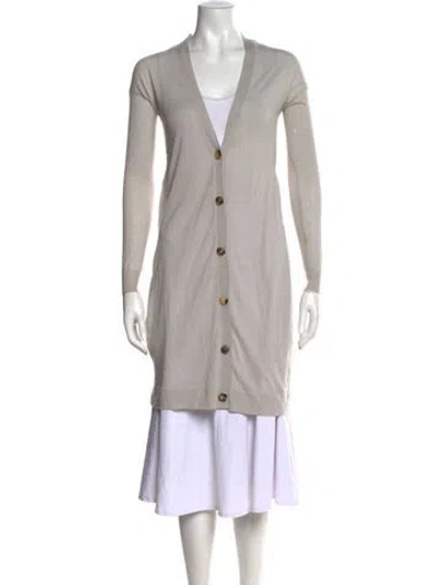 Pre-owned Etro Cashmere V-neck Blouse In Gray