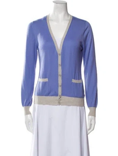 Pre-owned Etro Cashmere V-neck Sweater In Blue