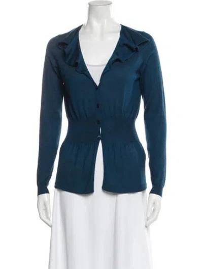 Pre-owned Etro Cashmere V-neck Sweater In Blue