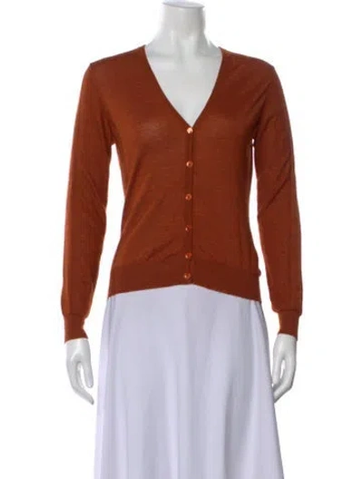 Pre-owned Etro Cashmere V-neck Sweater In Orange