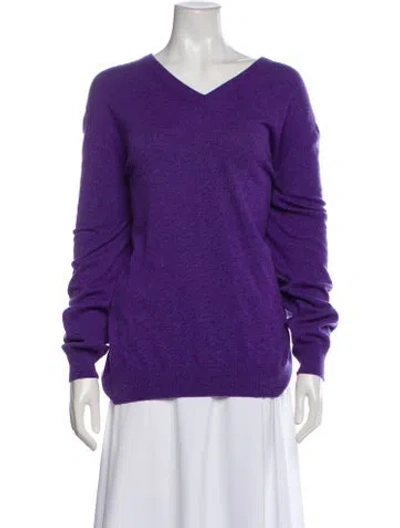 Pre-owned Etro Cashmere V-neck Sweater In Purple
