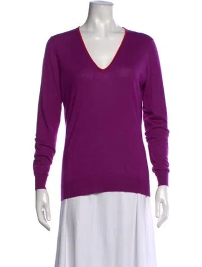 Pre-owned Etro Cashmere V-neck Sweater In Purple