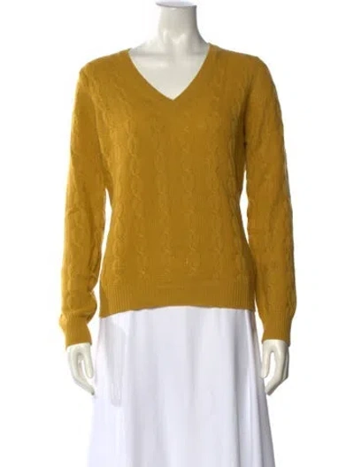 Pre-owned Etro Cashmere V-neck Sweater In Yellow