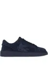 Etro Pegaso Embossed Suede Low-top Sneakers In Black
