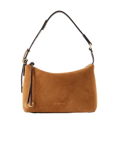 Etro Suede And Leather-trimmed Shoulder Bag In White